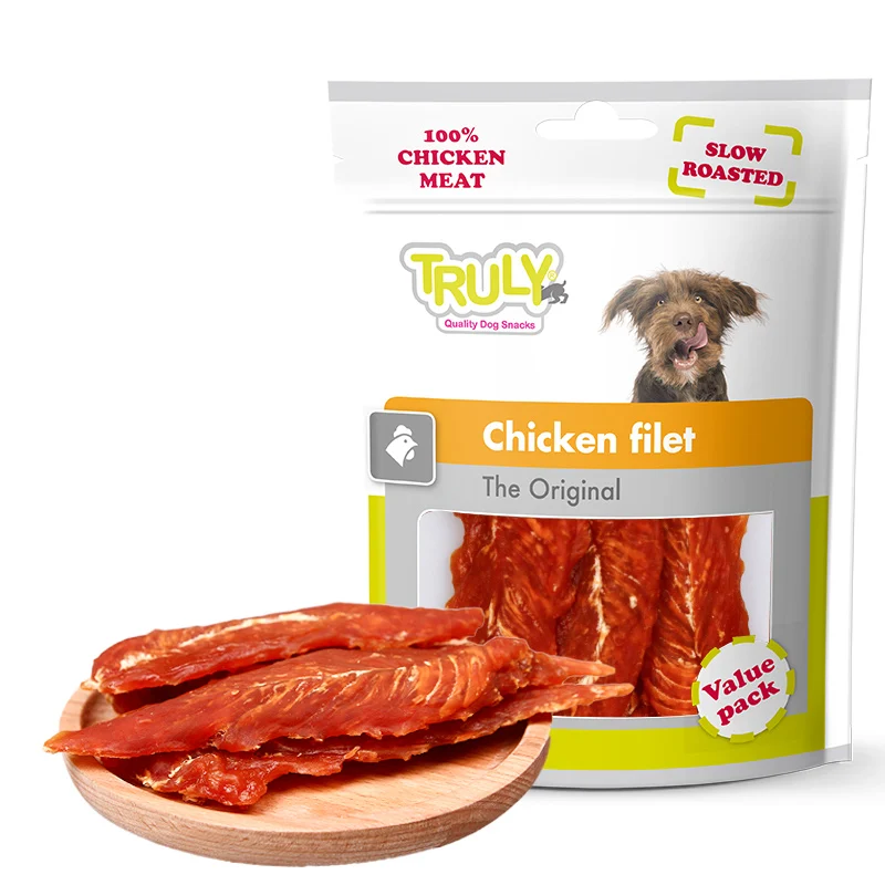 

Truly original chicken fillet jerky organic dog treats with high quality & rich nutrition, Natural color