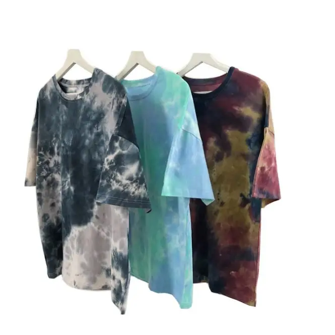 

2021 Design Custom Cotton oversized Tie Dye t-Shirt Designed Tshirt men short sleeves washed t shirt vintage