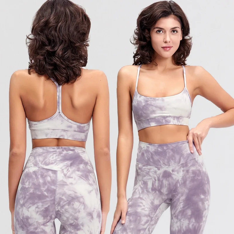 

Custom Logo Tie Dye Yoga Women Padded Sports Bra