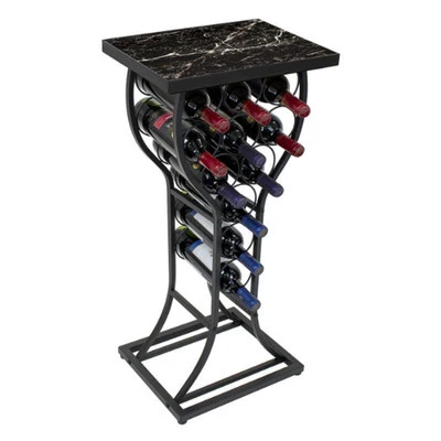 

High Quality Floor Standing Metal Wine Rack Home Decoration 10 Bottle Wine Holder Storage Rack For Living Room, Black