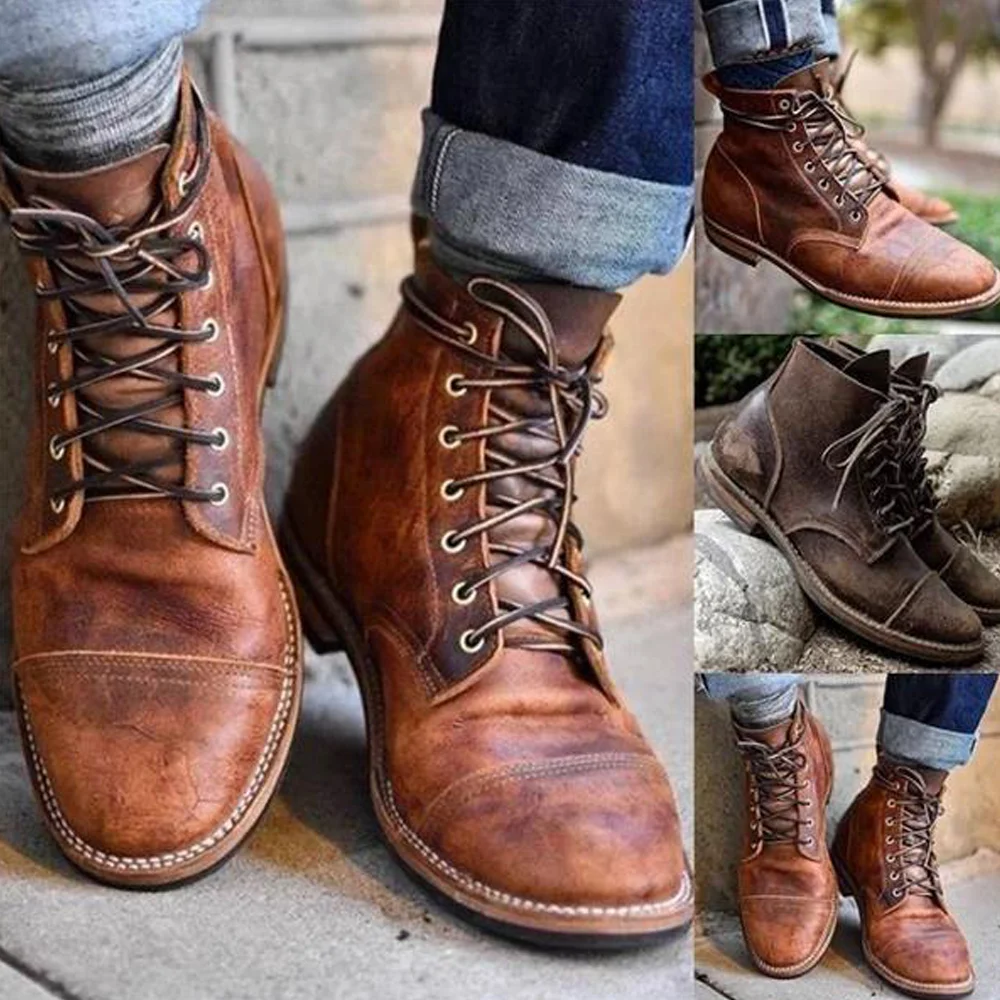 

Men Vintage Genuine Leather Ankle Boots