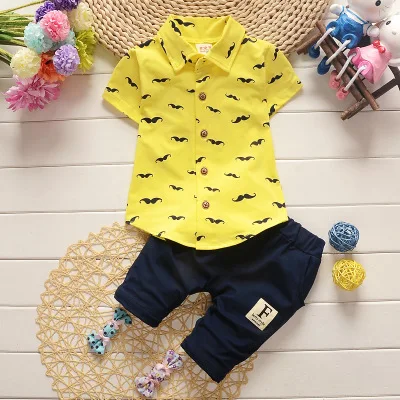

2020 summer young children's baby clothings sets full body beard toddler T shirt pants suits 0-4 years kids boys clothes