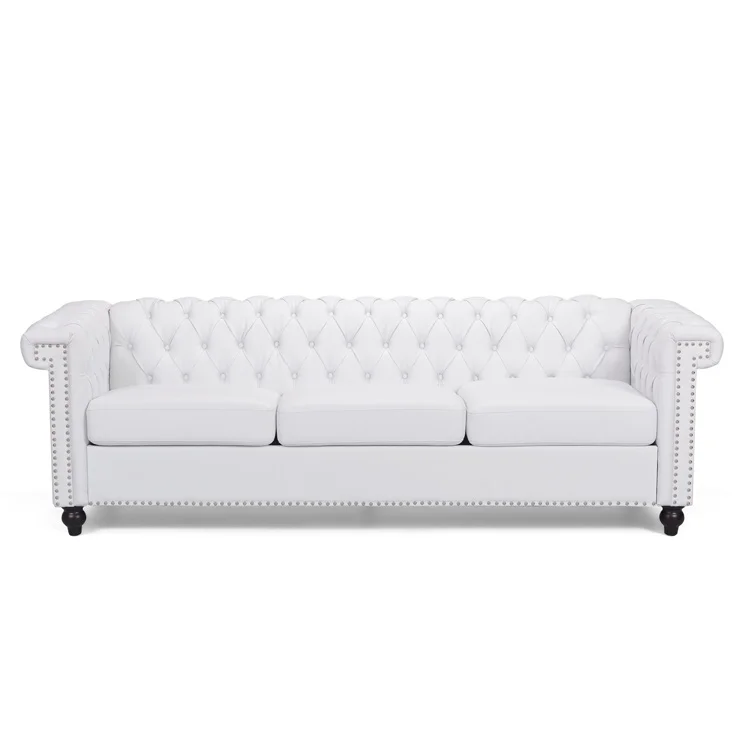 

Free shipping within the U.S. living room mid-century modern sofa tufted leather sofa 3 seater