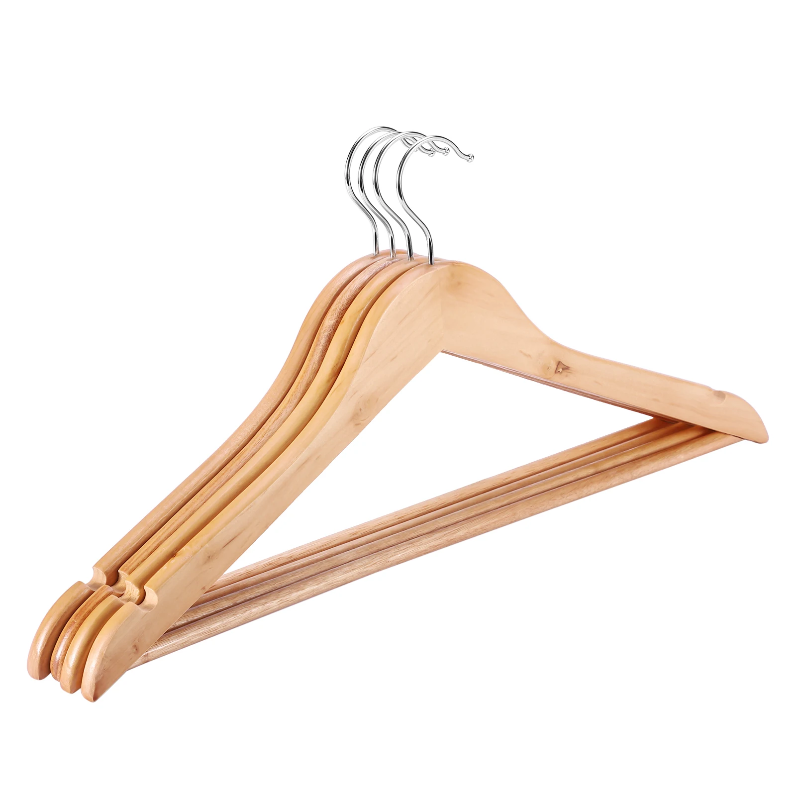 

Wholesale Wooden Pants Hangers Household Custom Good Quality Wooden Coat Hangers, Nature