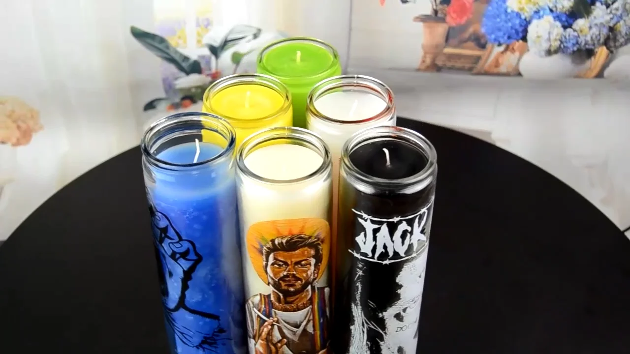 Wholesale Custom Saint Glass Religious Candles With Glass Jar