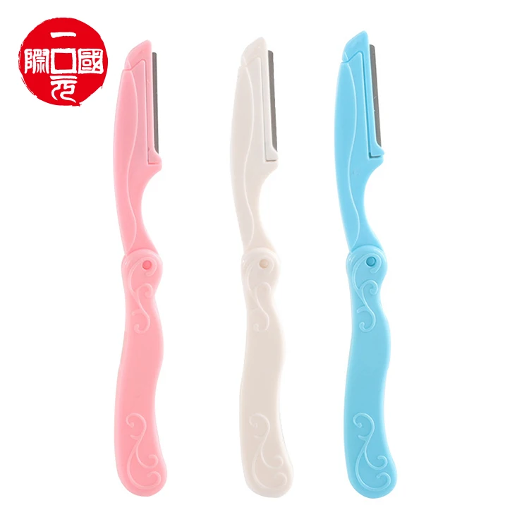 

Wholesale high quality private label portable foldable eco friendly eyebrow razor replaceable head