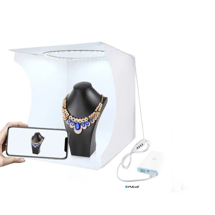 

Top Seller PULUZ 30cm Portable Photo Studio Lighting Kit Accessories Photography Light Box with 6 Colors Backdrops, Black