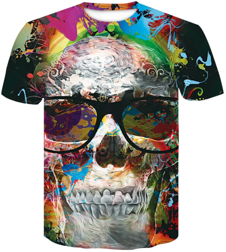 

Factory Wholesale Custom Sublimation 3D Printed Graphic Tee Skull Men T Shirts Men's Casual Round Neck Tshirt Summer