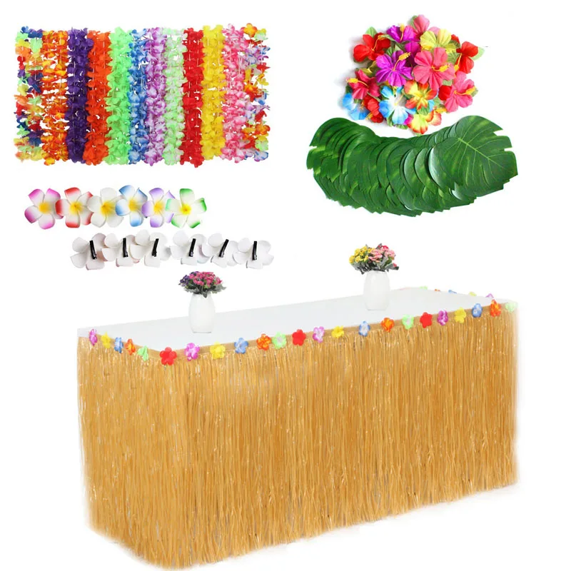 
Nature Grass Table Skirts Hawaii Table Decoration for party decoration 