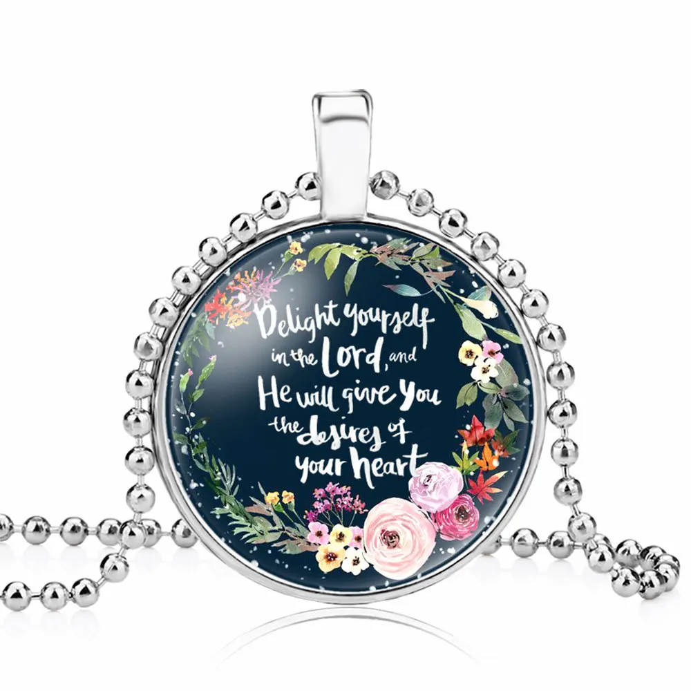 

Wholesale DIY customize Scripture Necklace Christian Bible verse pendant Necklace for gift