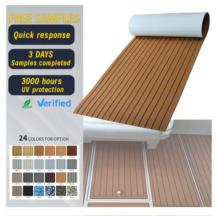 EVA Faux Teak Decking Custom Boat Flooring Mat No slip Boat Floor With Adhesive Backing