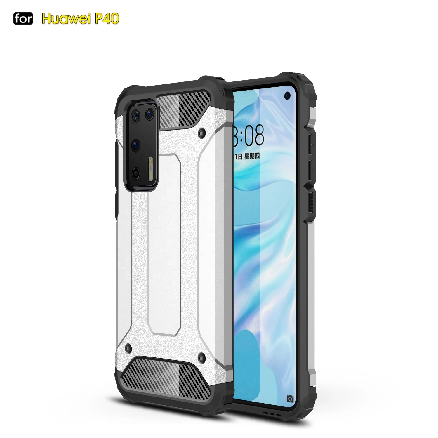 

For Huawei P40 Military Phone Case, TPU PC Hybrid Bumper Drop Resistance Mobile Phone Cover for Huawei P40 Pro, Multi options