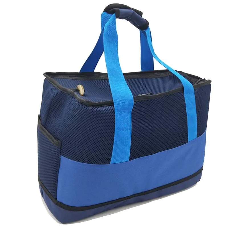 

Factory direct cat carrier bag one-shoulder handle portable pet cat and dog bag, Blue/grey