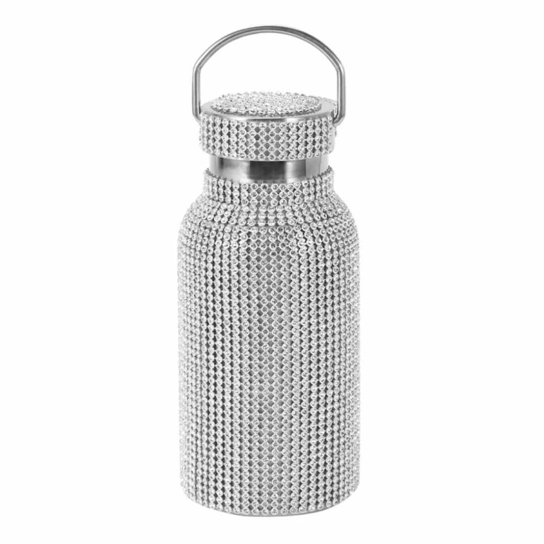 

Wholesale Portable Rhinestone Diamond Double Layer Stainless Steel Water Bottle Outdoor Sports Travel Metal Vacuum Flask, Red,blue,pink,black, white,golden,sliver