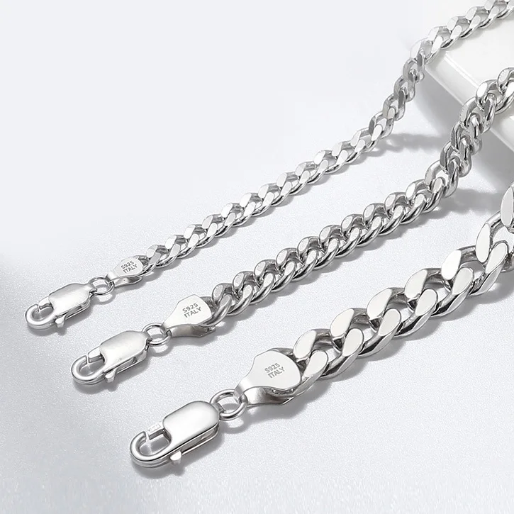 

Wholesale Men's 925 Sterling Silver Curb Cuban Link Chain Bracelets for Unisex Wrist Jewelry Gifts