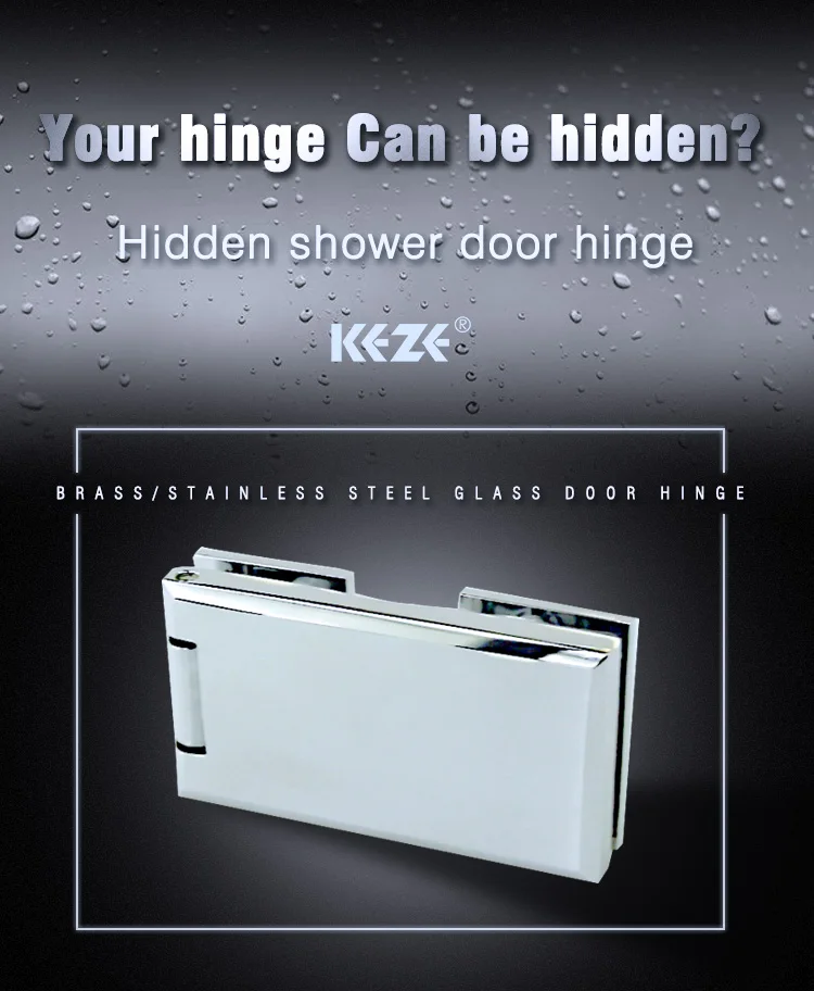 KEZE heavy  folding glass brass shower door pivot hidden hinges