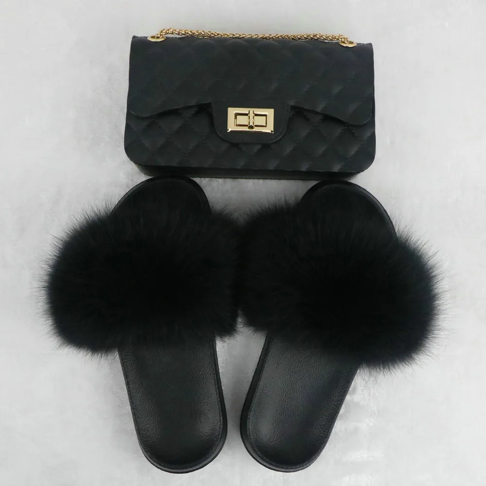 

Fur Slides Fair Price China manufacture fur slides for women Fox Fur Indoor Slippers, Customized color