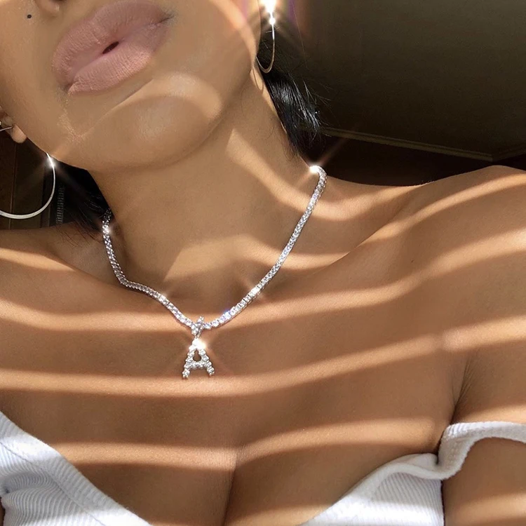 

Customized Hip Hop Jewelry Diamond Pendant Necklace Personalized Letter Tennis Necklace, Picture