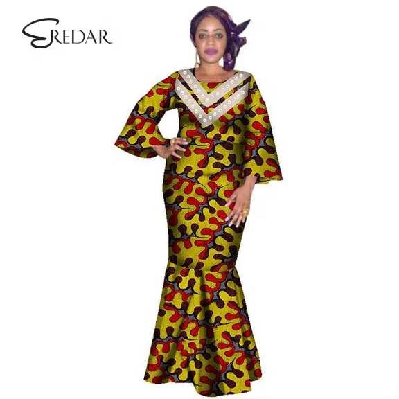 

Custom design 2020 New African Women O-neck Clothing Bazin Dress Dashiki African Print fashion design Dresses, As pictures& customized