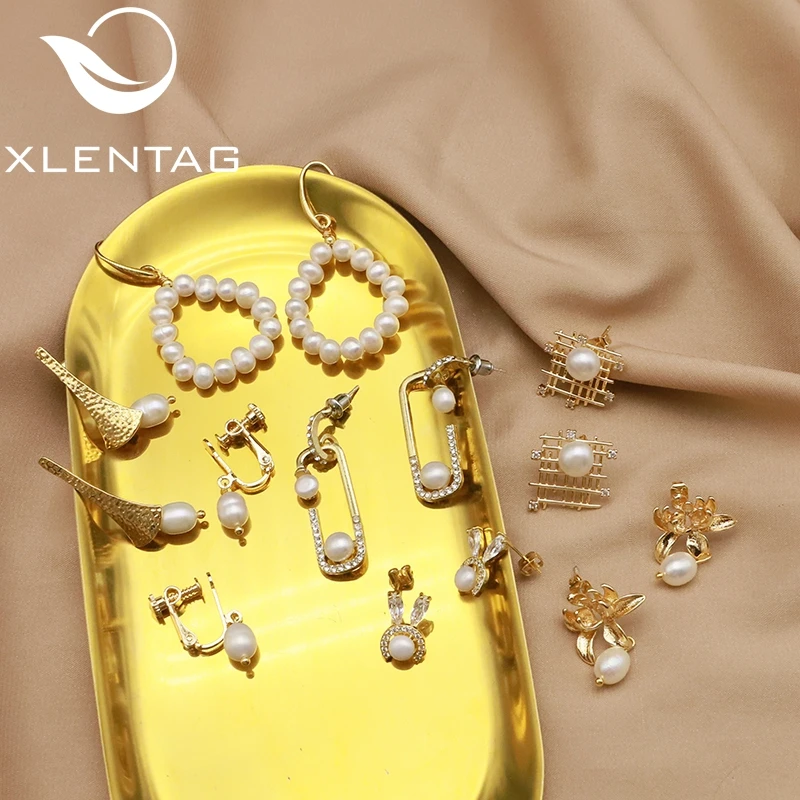 

2021 Statement Korean Earrings 18K Gold Plated Natural Freshwater Pearl Designer Earrings For Women, Golden
