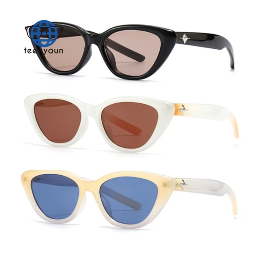 

Teenyoun Designer Retro Candy Color Women Plastic Rectangle Sun Glasses Vintage Small Frame Cat Eye