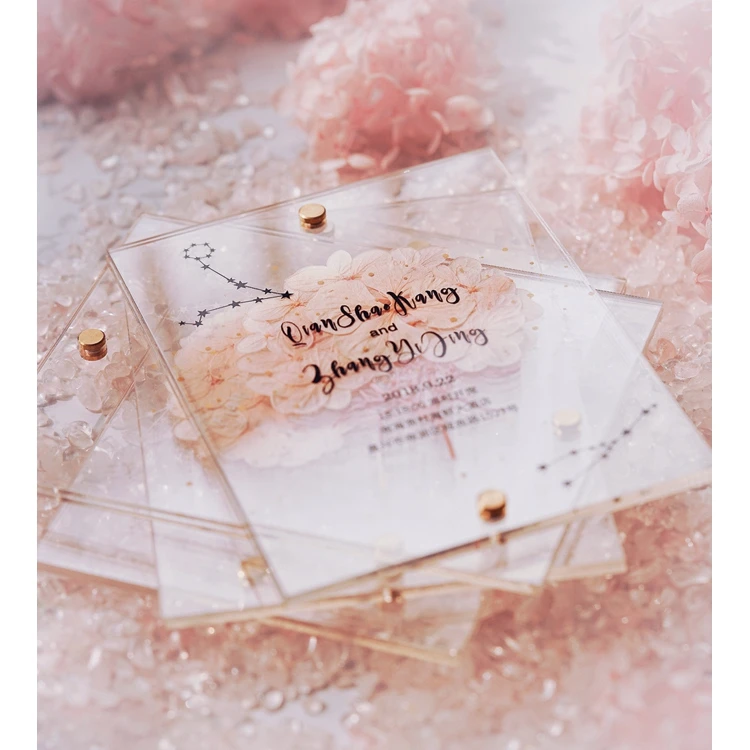 
Luxury clear double piece acrylic invitation card for Wedding party 