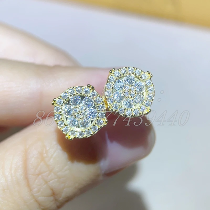 

luxury earring factory price pass diamond tester hip hop jewelry S925 with vvs moissanite jewelry moissanite stud earrings