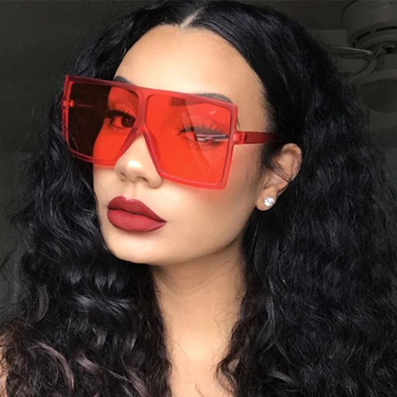 

Custom 2021 Fashion Designer Big Square Frame Rectangle Women Men Plastic Trendy Oversized Shades Sun Glasses