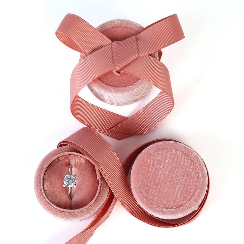 

Pink Velvet Necklace Jewelry Box Velvet Jewelry Ring Box Luxury Proposal Ring Velvet Gift Box Round Cute Favor Jewelry China, Pink blue grey green