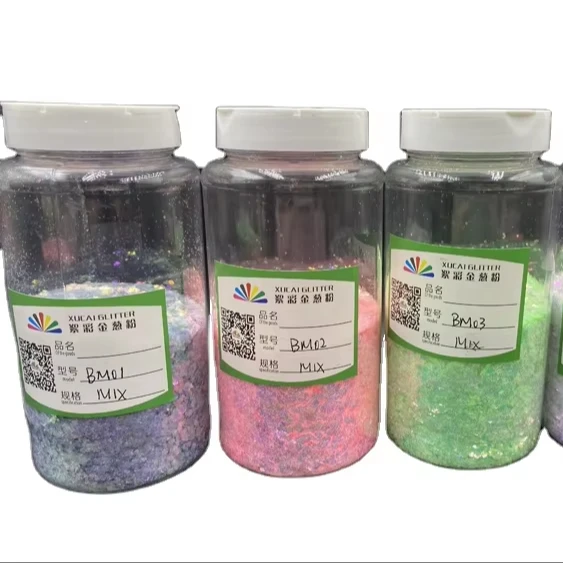 Xucai Fine Bio Glitter Shaker Party Decorations Bulk Glitter Festival Crafts Mix Colors Shapes Sizes PET Solvent Resistant