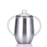 

Stainless Steel Double Wall 8oz Baby Kids Feeding Sippy Cup With Double Handle