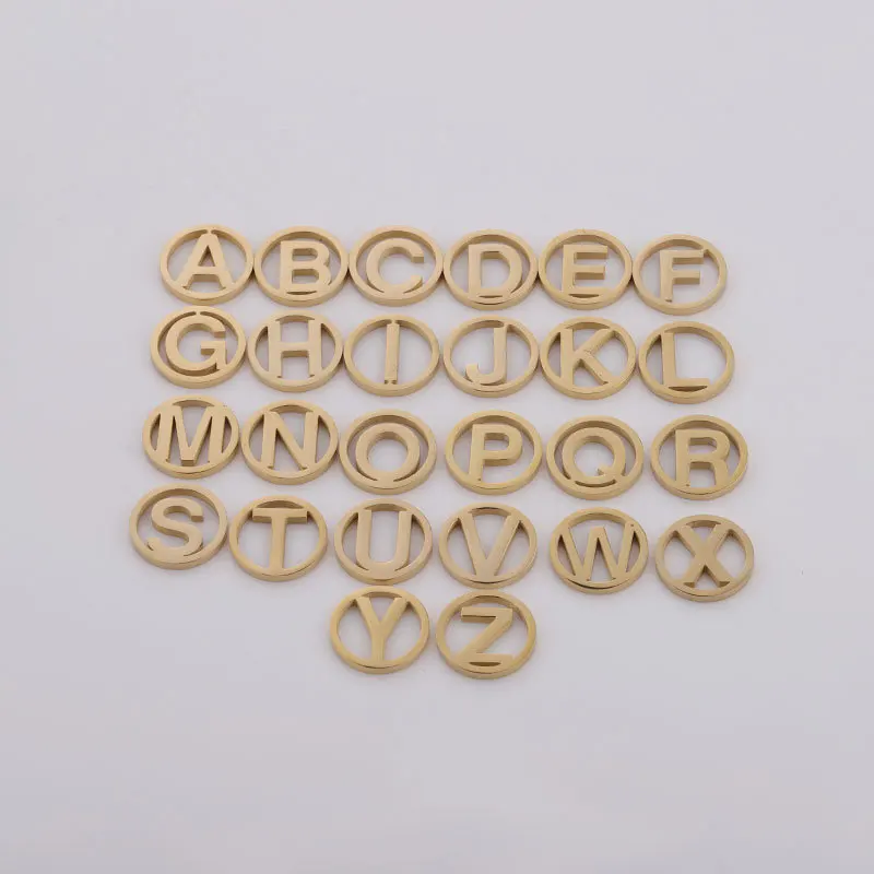 

Diameter 12mm GOLD/SILVER Round Hollow Stainless Steel Capital Letter Alphabet Jewelry Making Accessories Charm Pendant