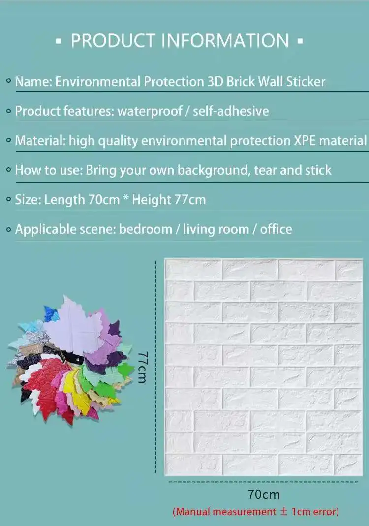 3D Wall Sticker Brick Bedroom Decoration Waterproof Self-adhesive Wallpaper For Living Room Kitchen TV Backdrop