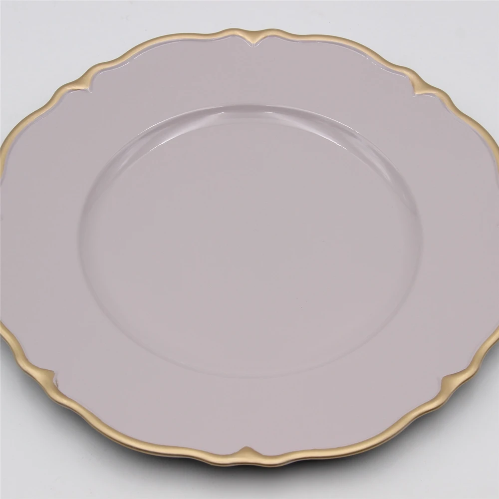 

Hot Sale Party Wedding Disposable Plastic Plates With Gold/Silver Trim