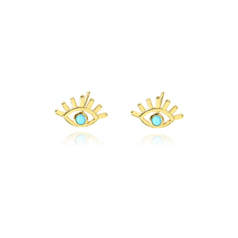 

2021 Customized design eyes with lash turquoise stud earrings