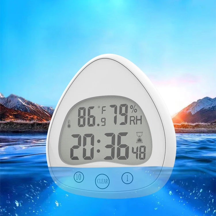 

popular sell Waterproof bathroom wall clock countdown and humidity digital table lcd alarm clock temperature meter
