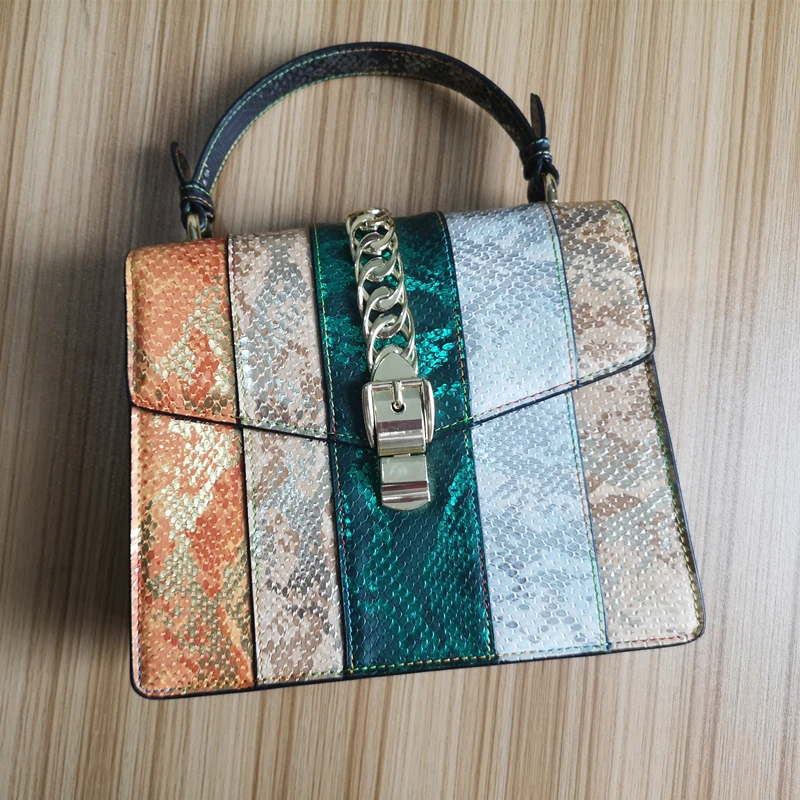 

Wholesale Guandong Made New Fashion Designer Genuin Leather Women's Snake Letter handbag High Quanlity Shoulder bag