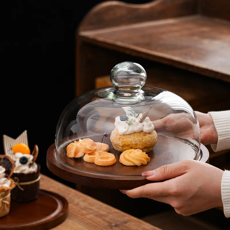 Modern Retro Japanese Acacia Wood Cake Tray Eco-Friendly Home Living Room Snack Tray Dessert Table Display Stand Fruit Plate