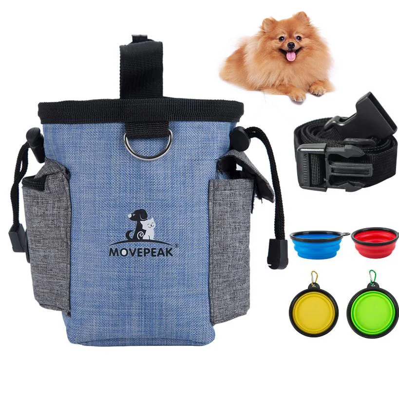 

Multifunction Adjustable Strap Dog Treat Waist Snack Bag Travel Pet Waste Garbage Bag Pet Training Bags, Blue, brown, purple