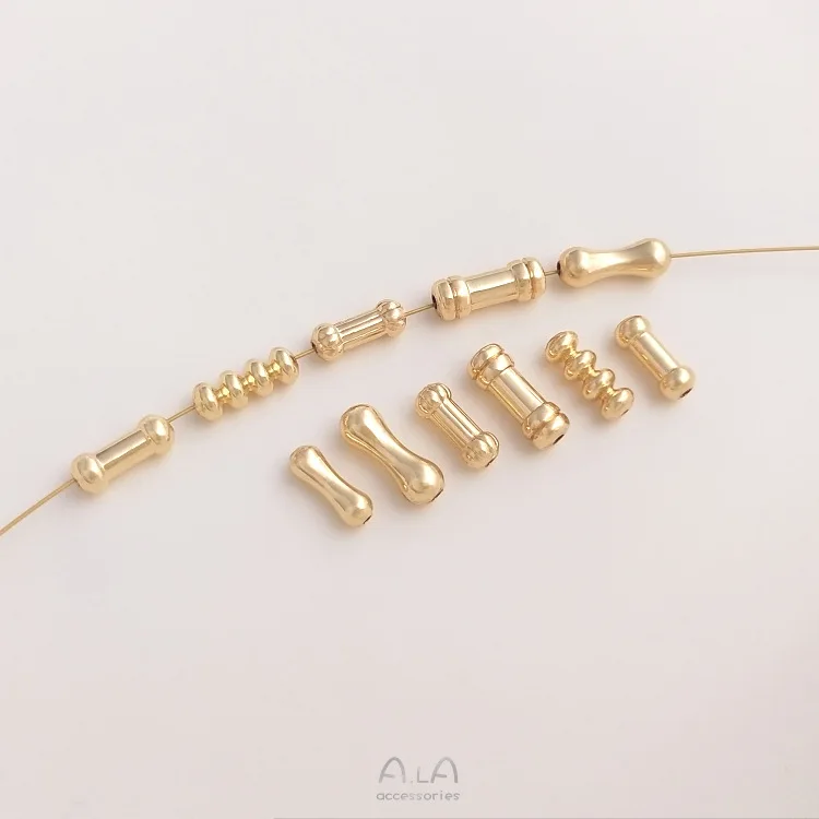 

14k Gold Plated Strong Color Retention Multiple Shapes Straight Tube Copper Beads For Jewelry Making