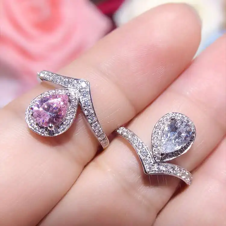 

Jialin Jewelry 925 Sterling Sliver Jewelry Cushion Cut Pink Cubic Zirconia Diamond Engagement Halo Diamond Ring