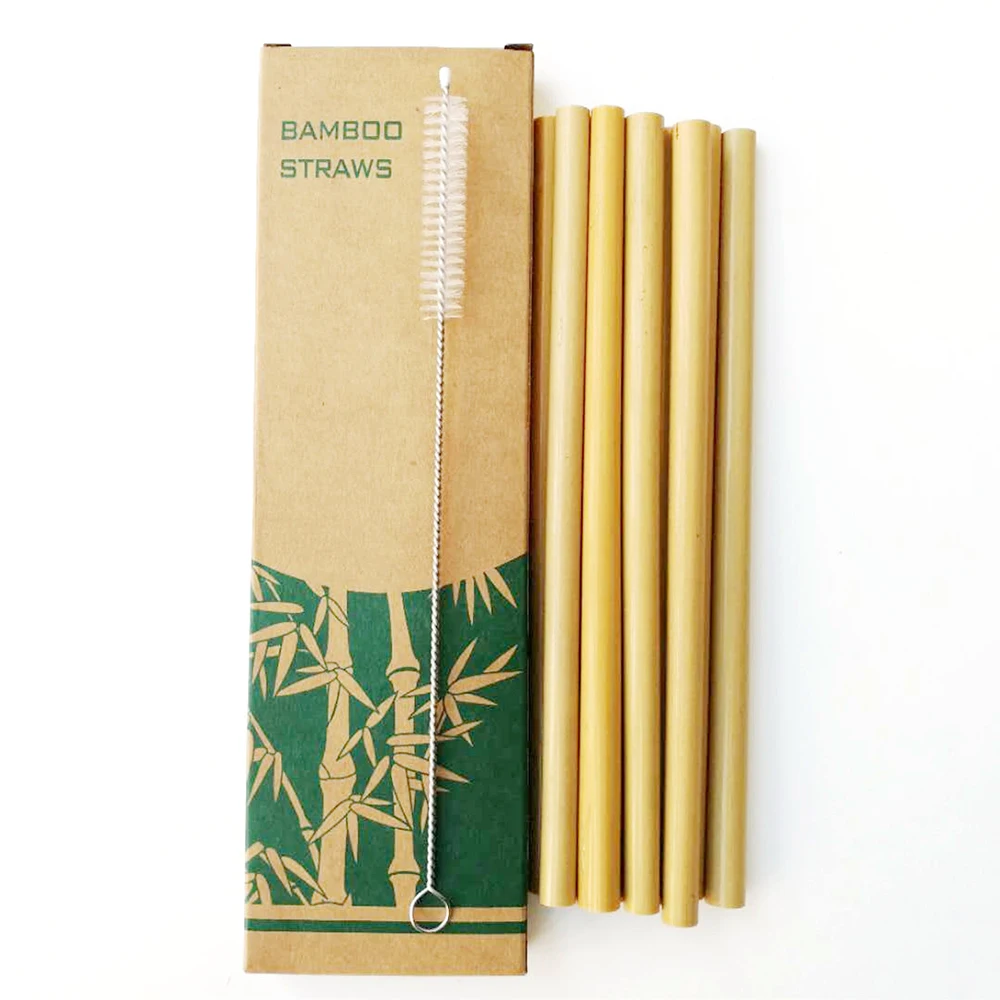 

Customized Logo Organic Bamboo Straw with Cleaning Brush