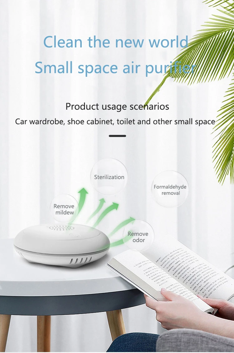 USB Air Purifier Household Ozone Sterilizer  to Remove Odor Suitable for Hotels, Wardrobe, shoe cabinet, Car, Kitchen, Toilet