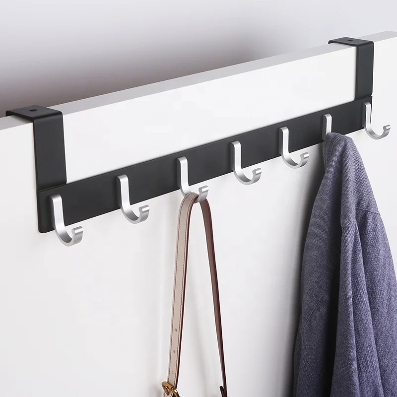 

Aluminum Home Storage Organization Hooks Rails Bedroom Door Hanger Clothes Hanging Rack Holder Hooks for Bags Towel, Customized color