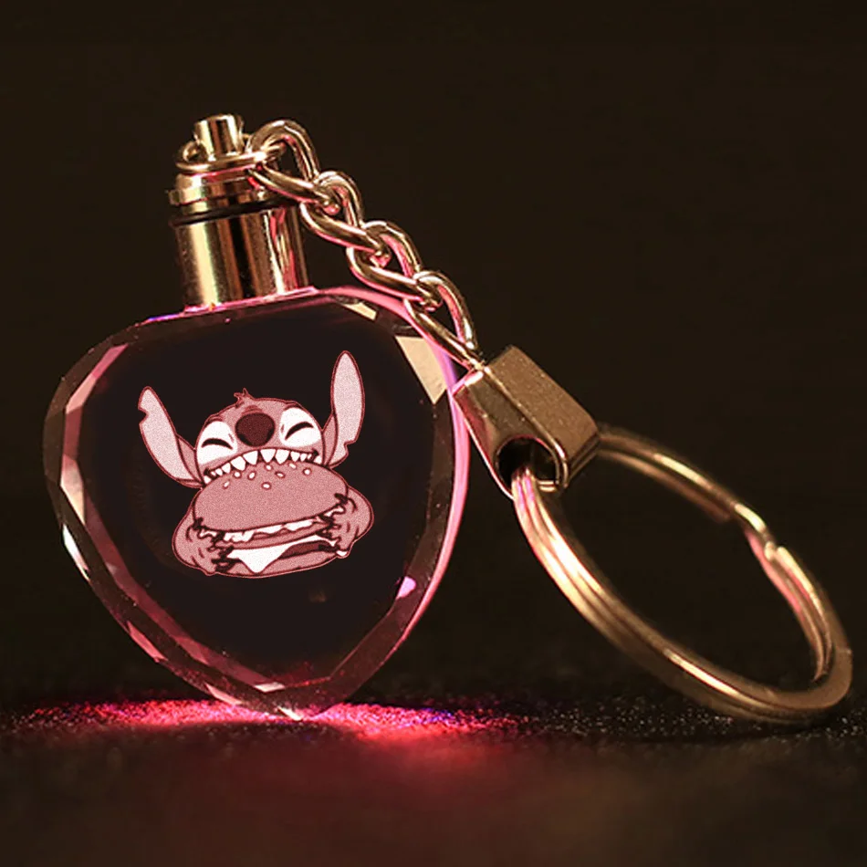

Cartoon Stitch heart crystal LED keychain fashion cute funny Pendant Birthday Gift MLSJ-YSK052