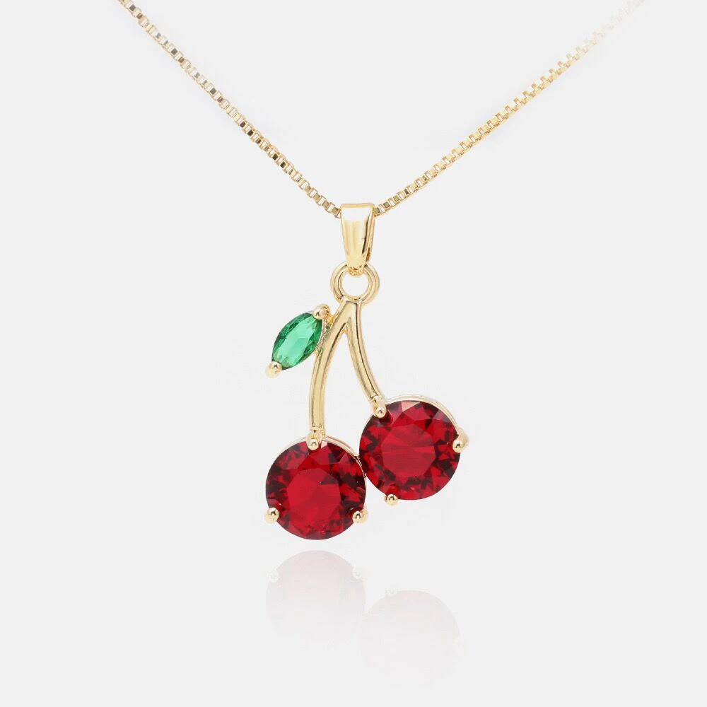 

Beautiful cherry pendant necklace 18K gold plated fashion necklace