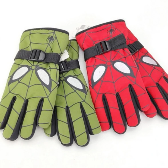 

Cool Kids spiderman children's gloves winter cartoon fashion ski glove with fleece waterproof anti-cold warm gloves moisture, As picture