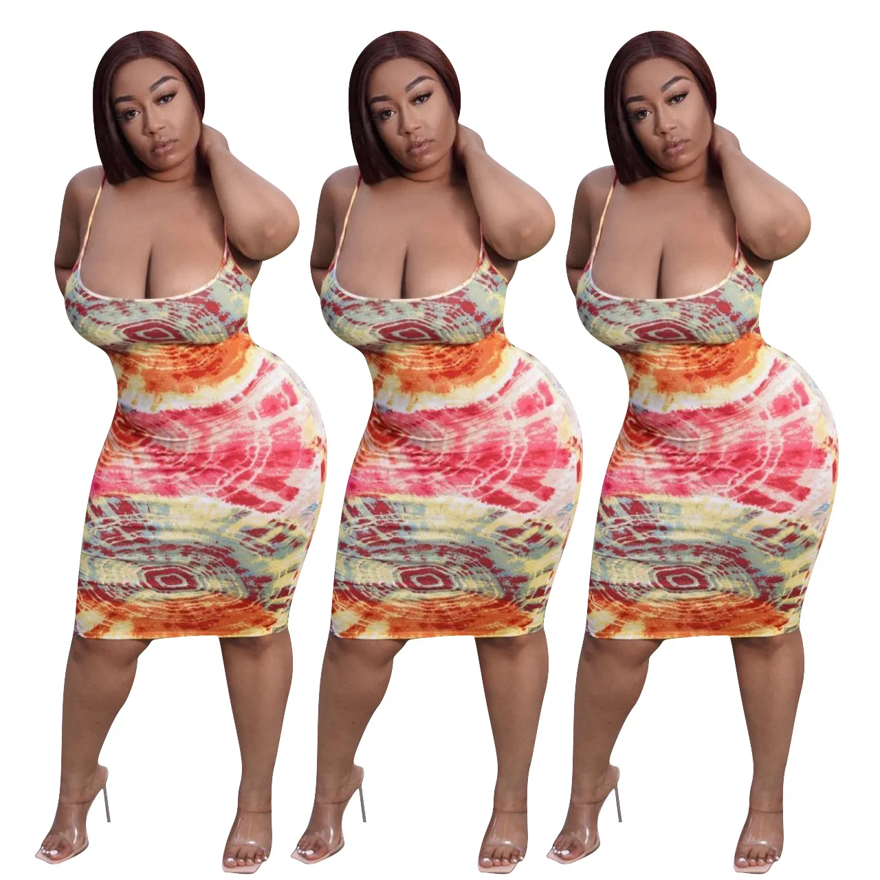 

BR1223 plus size XL-4XL print 2021 summer womens halter dress wholesale clothing