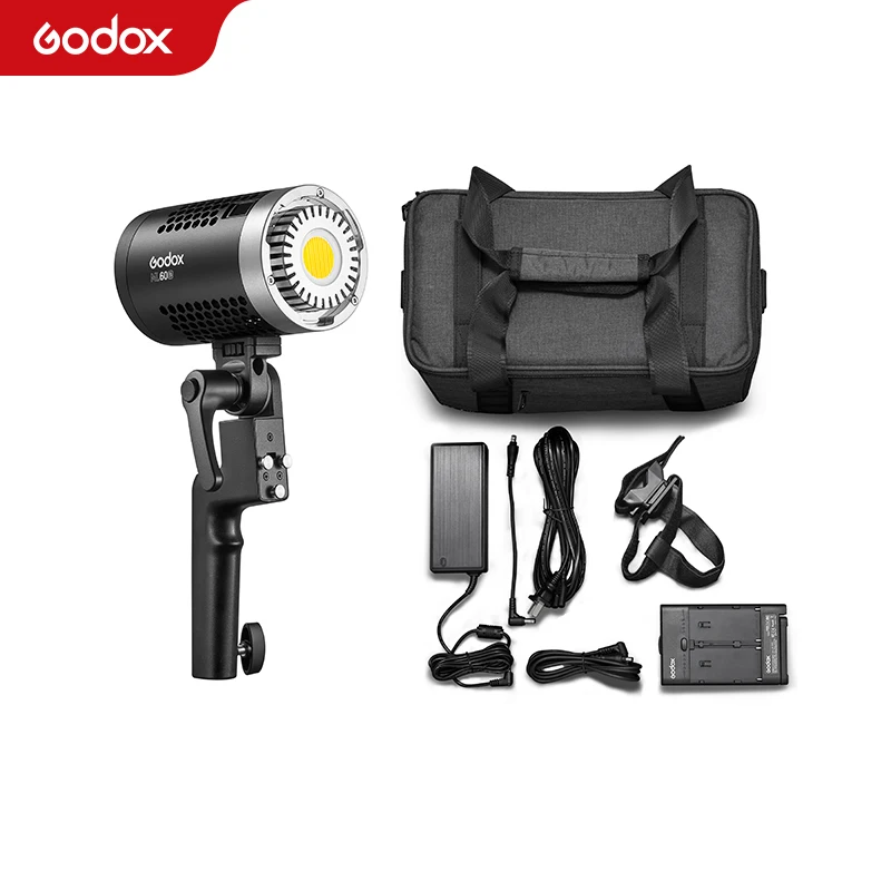 

Godox ML60Bi ML60 Bi 60W Bi-Color LED Light Silent Mode Portable Brightness Adjustment Support Li-ion Outdoor LED Light