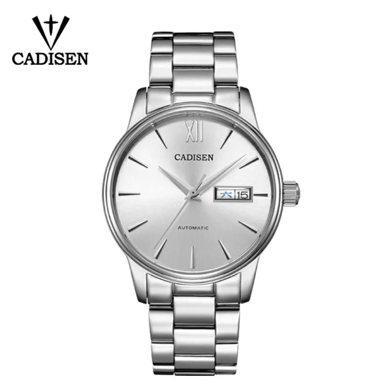 

Cadisen 1032 fashion China man mechanical watch nice Stainless steel band water resist date display Simple Casual hand watch